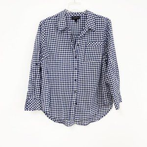 Lane Bryant Blue Gingham Cotton Button Down Top 20